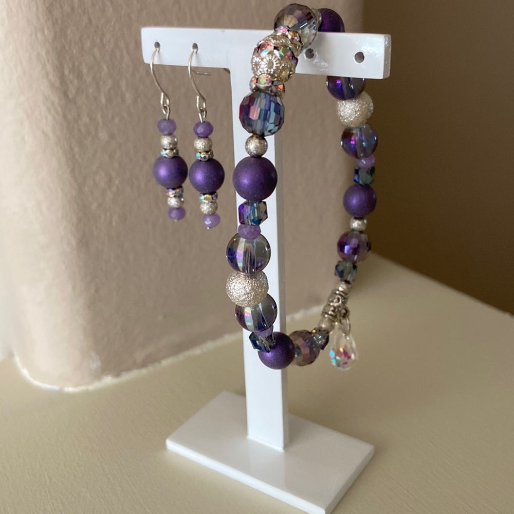 Ladies Periwinkle Bracelet & Earring Duo